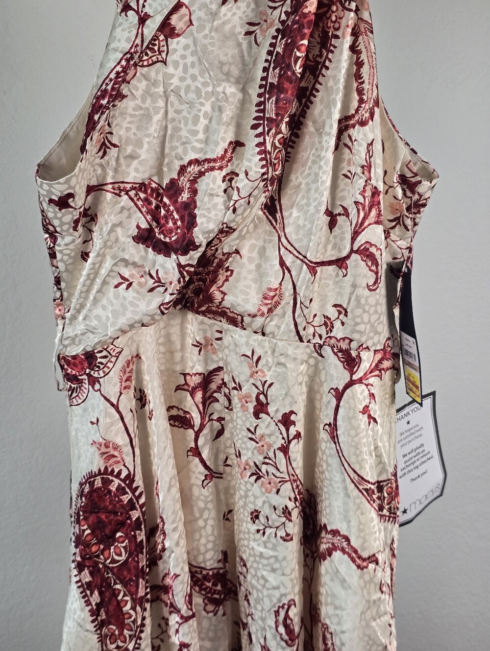 Rachel Rachel Roy NWT $169 Beige Burgundy Paisley Halter Maxi Dress Size 12 Boho - Picture 7 of 12